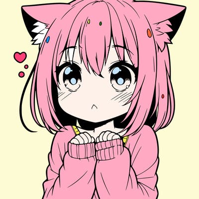 shy anime catgirl