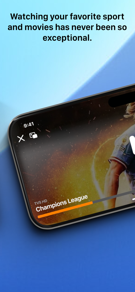 IP Television - IPTV M3U - A smartphone displaying a live Champions League soccer match on the IP Television app.