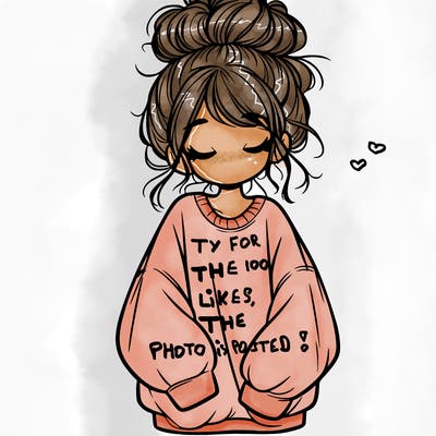 girl with baggy sweatshirt and messy bun
