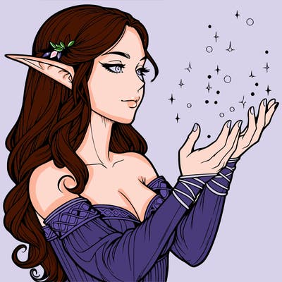 realistic elf girl doing magic