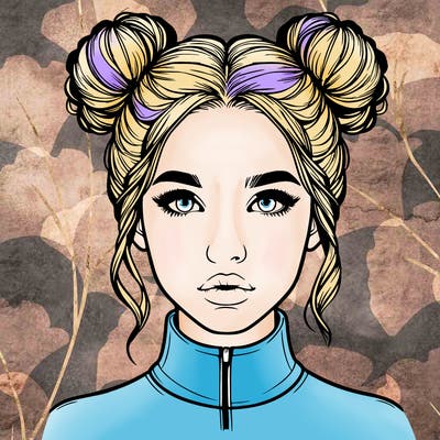 realistic woman that has space buns