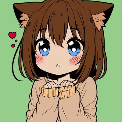 shy anime catgirl