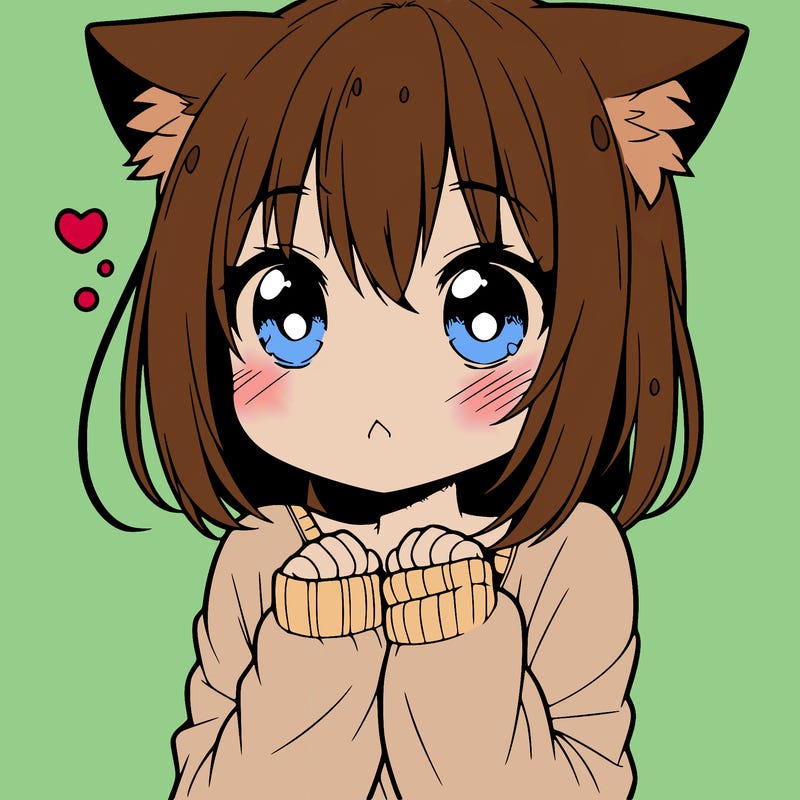 shy anime catgirl