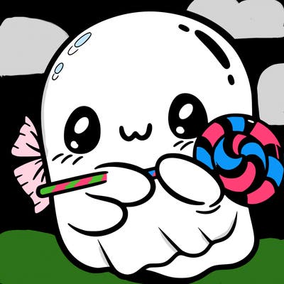 cute ghost with candy 🍭🍬