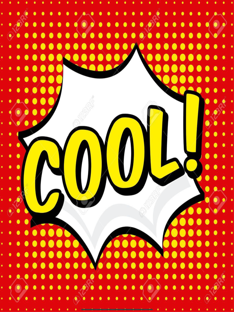 ComicReader - Comic book style illustration with the word COOL in a yellow burst bubble on a red halftone background