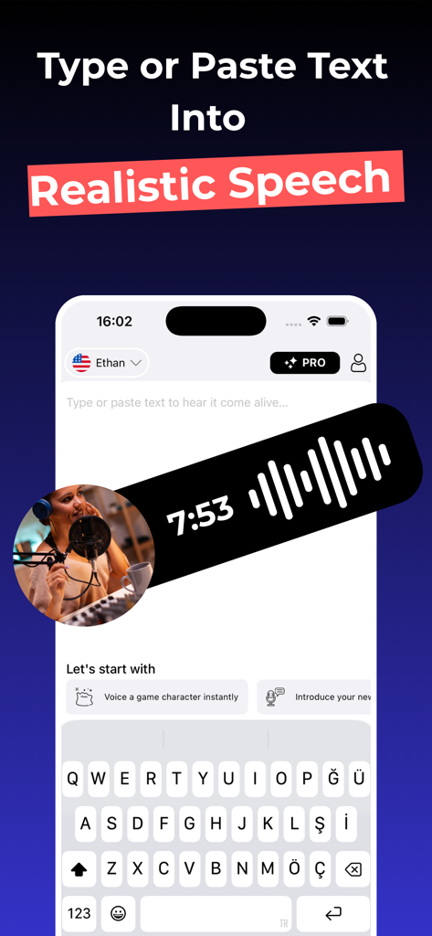 Text to Speech - xLab Audio AI - Interfaz de la aplicación para convertir texto en voz IA realista para creadores de contenido.