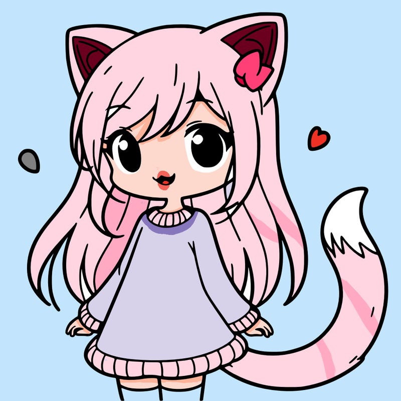 girl with cat ears and tail