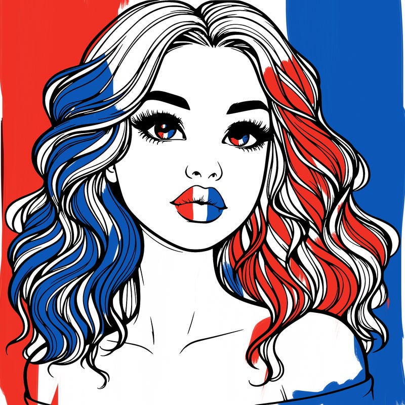 realistic girl with wavy hair and lips