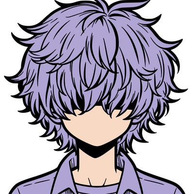 manga boy fluffy hair covering his eyes