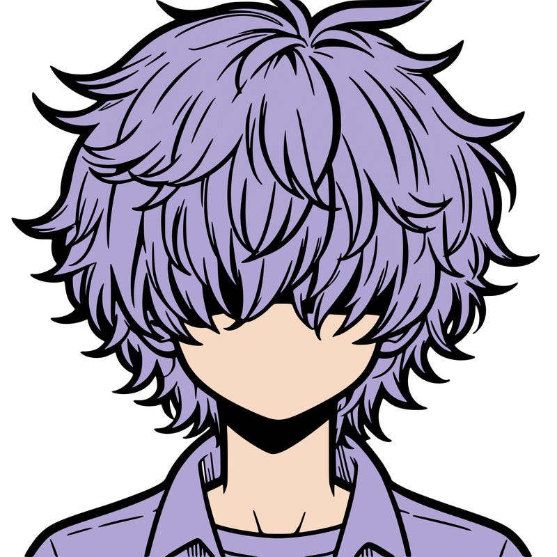 manga boy fluffy hair covering his eyes