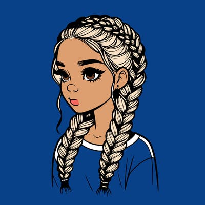 realistic girl with braids