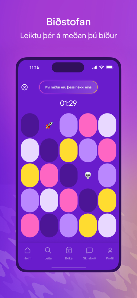 Sinna - La pantalla de sala de espera de la aplicación Sinna con un minijuego para que los usuarios jueguen mientras esperan su servicio.