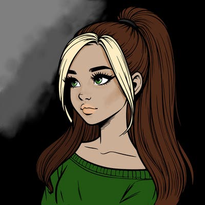 realistic girl with a high ponytail