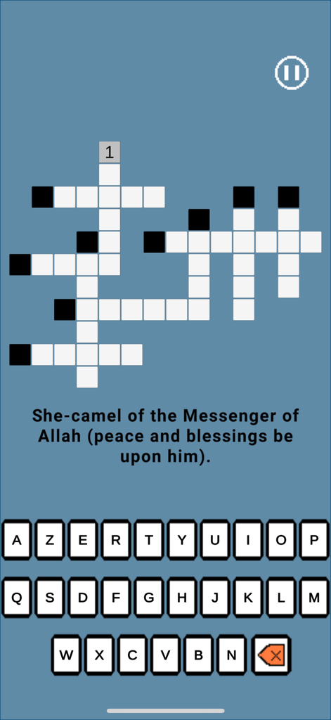 Ein islamisches Kreuzworträtselspiel von SahabaGames mit einem lehrreichen Rätsel.