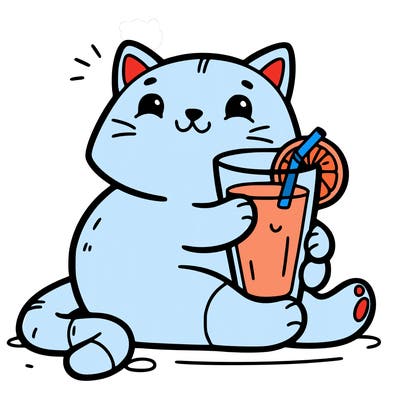 cat with orange juice