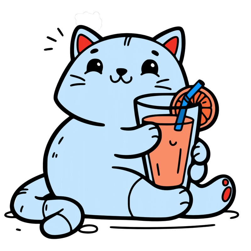 cat with orange juice