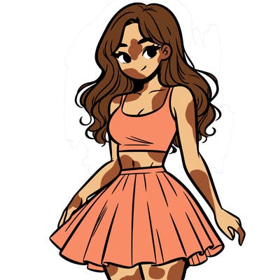 woman in a skirt and crop top