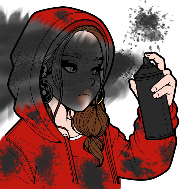 a realistic girl, spray painting