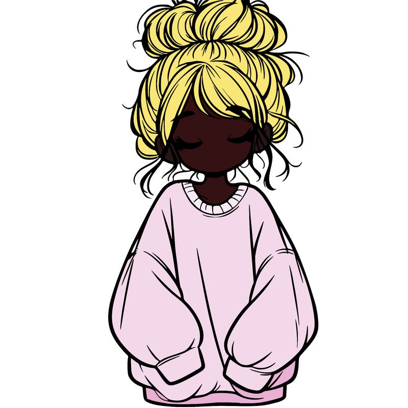 girl with baggy sweatshirt and messy bun