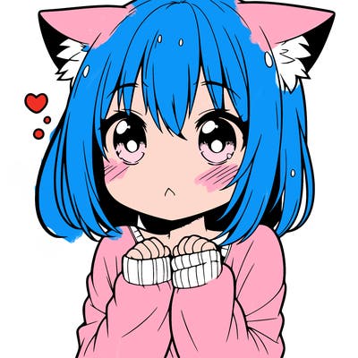 shy anime catgirl
