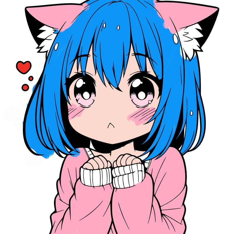 shy anime catgirl