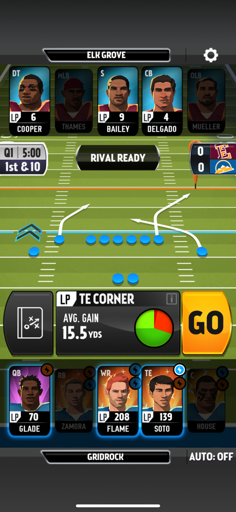 Rival Stars College Football - Strategic play calling screen in Rival Stars College Football showing offensive player cards and tactical maneuvers on the field