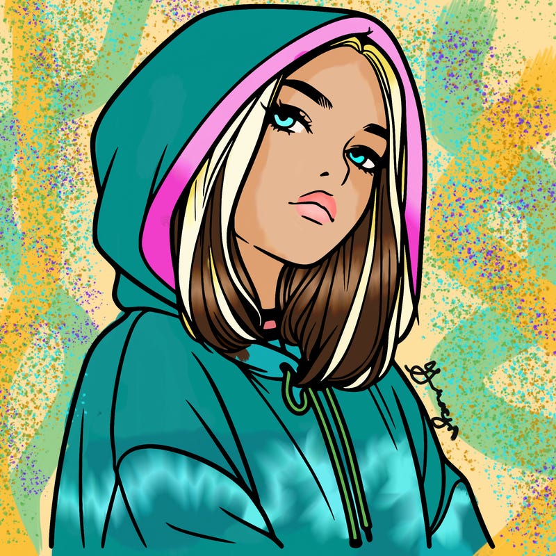 a realistic girl in a hoodie