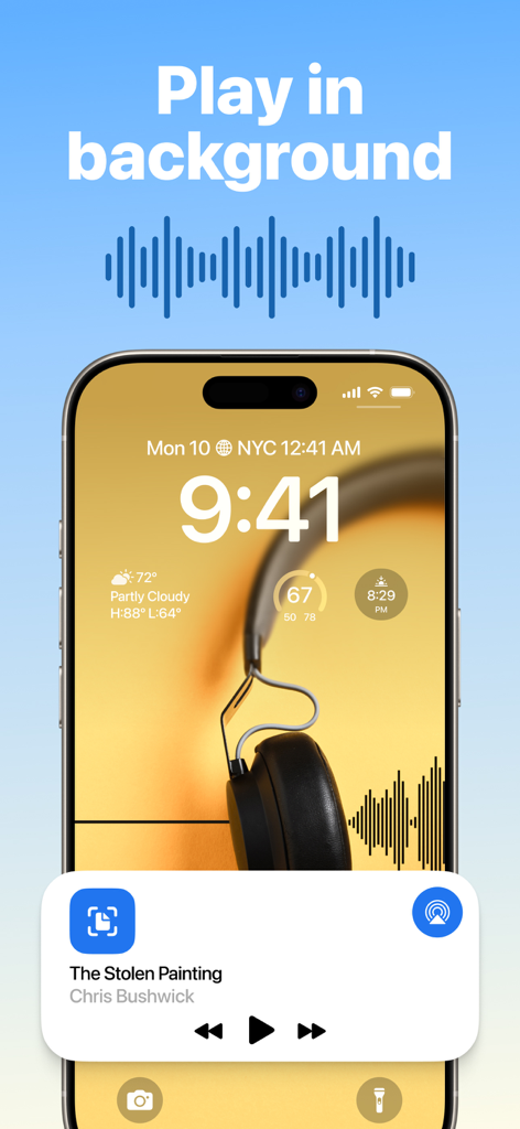 ListenMe - Text to Speech - ListenMe app playing text to speech audio in the background on an iPhone lock screen