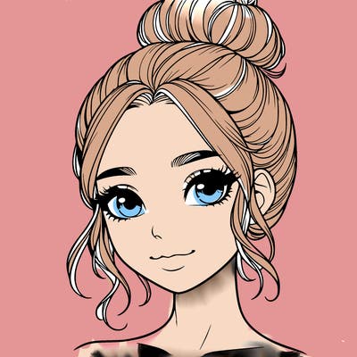realistic pretty girl with hair in bun