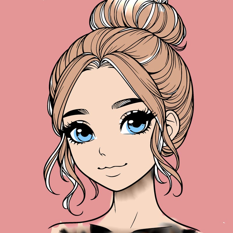 realistic pretty girl with hair in bun