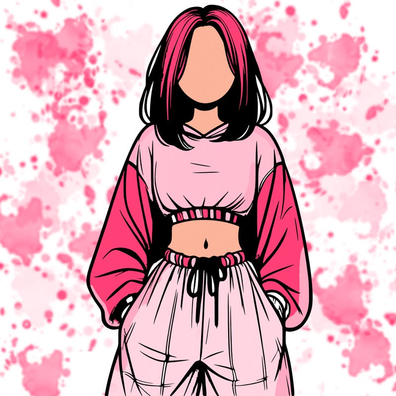 realistic girl faceless with baggy pants and a crop top