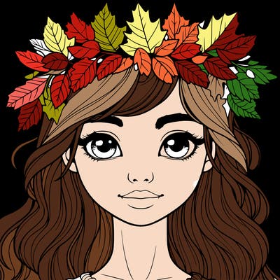 realistic girl with fall leaf crown