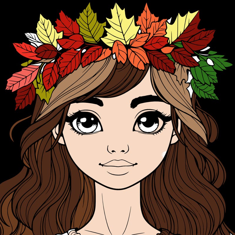 realistic girl with fall leaf crown