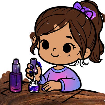 a little girl painting nails