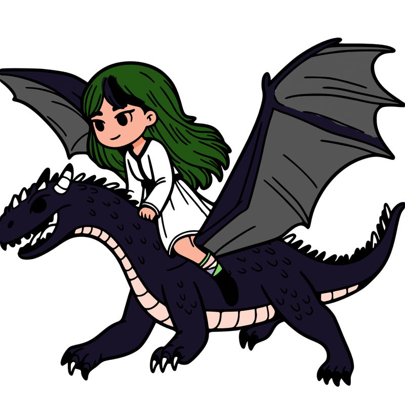 girl riding dragon