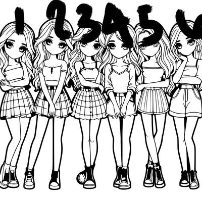 a group of girls realistic