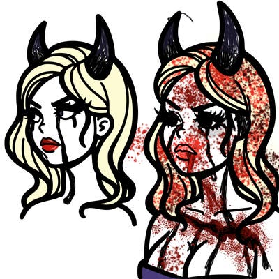 woman with devil horns