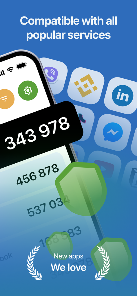 Duo Mobile Authenticator: 2FA - La interfaz de Duo Mobile Authenticator mostrando códigos 2FA seguros para servicios populares como LinkedIn y Binance