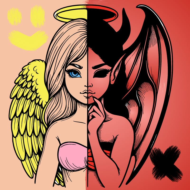 realistic angel half demon