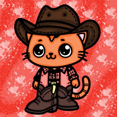 a cat wearing a cowboy hat and boots