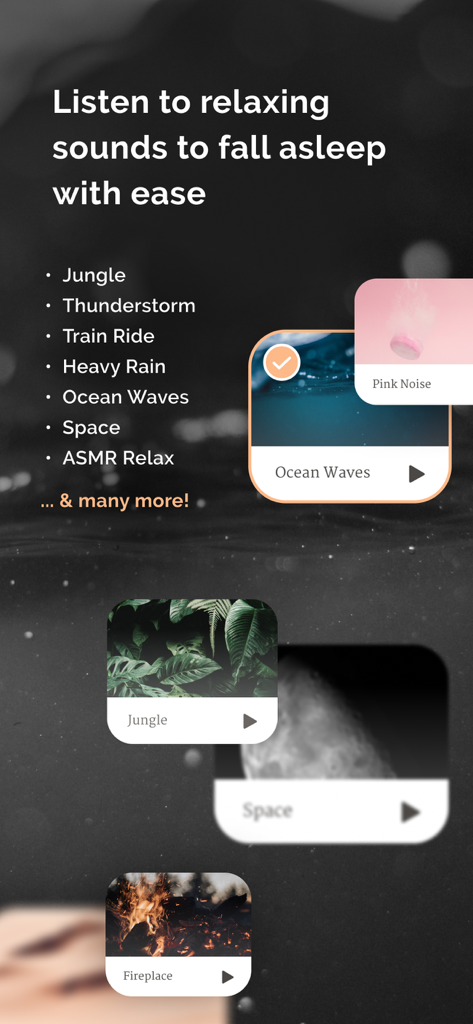 Sleepy - Sleep Talk Recorder - A variety of relaxing sounds to fall asleep including ocean waves jungle and thunderstorm in the Sleepy app