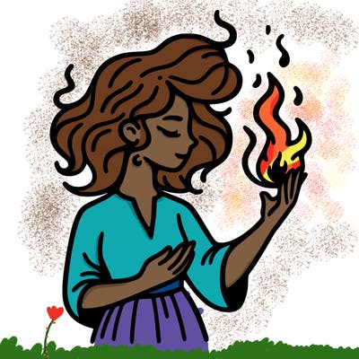 woman with fire