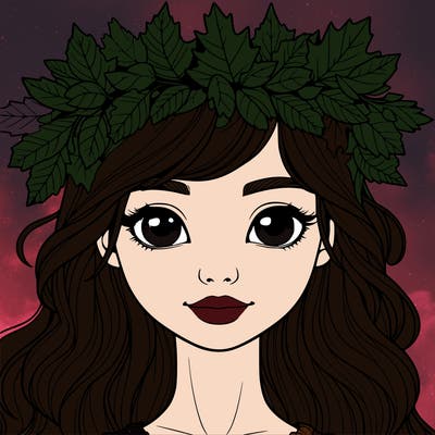 realistic girl with fall leaf crown
