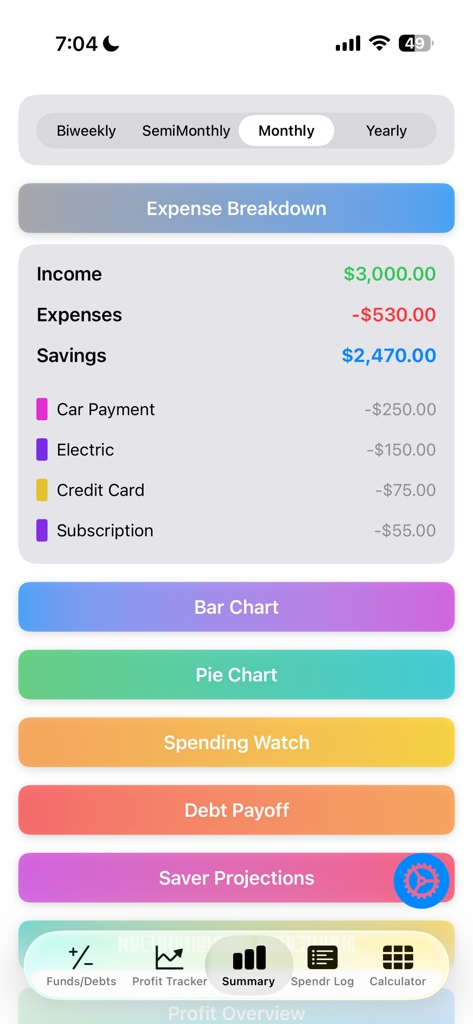 Budget Hive - Dashboard dell'app Budget Hive che visualizza il riepilogo mensile delle entrate, delle uscite e dei risparmi.