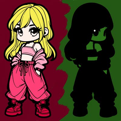 girl in crop top and baggy pants