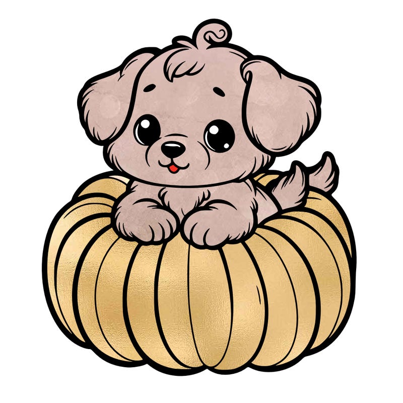 cute little puppy in a pumpkin