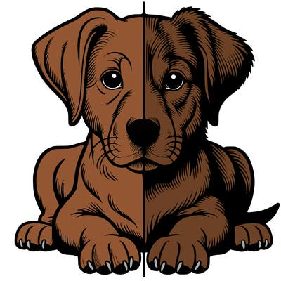 realistic dog split picture