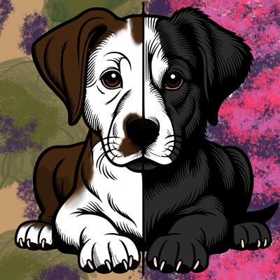 realistic dog split picture
