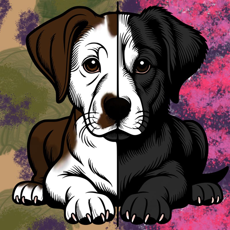 realistic dog split picture