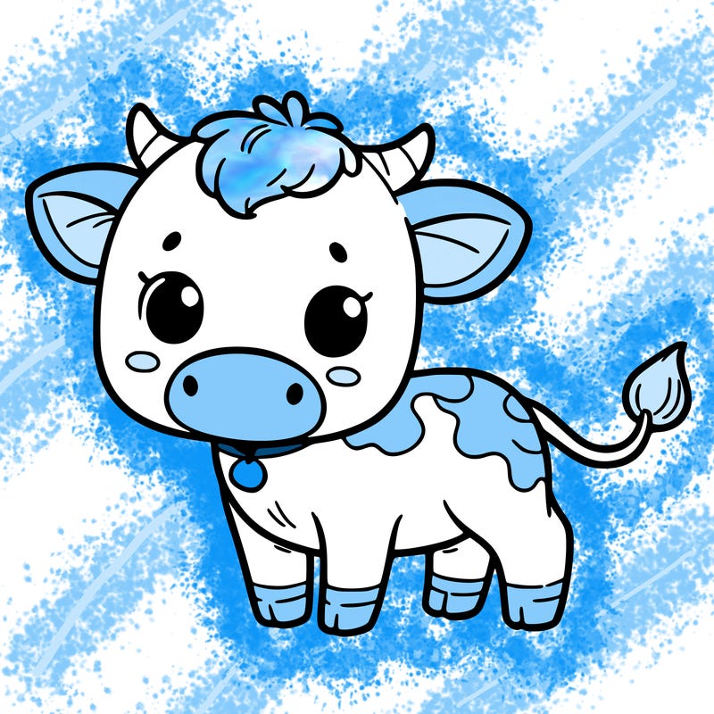 small outline , cute cow